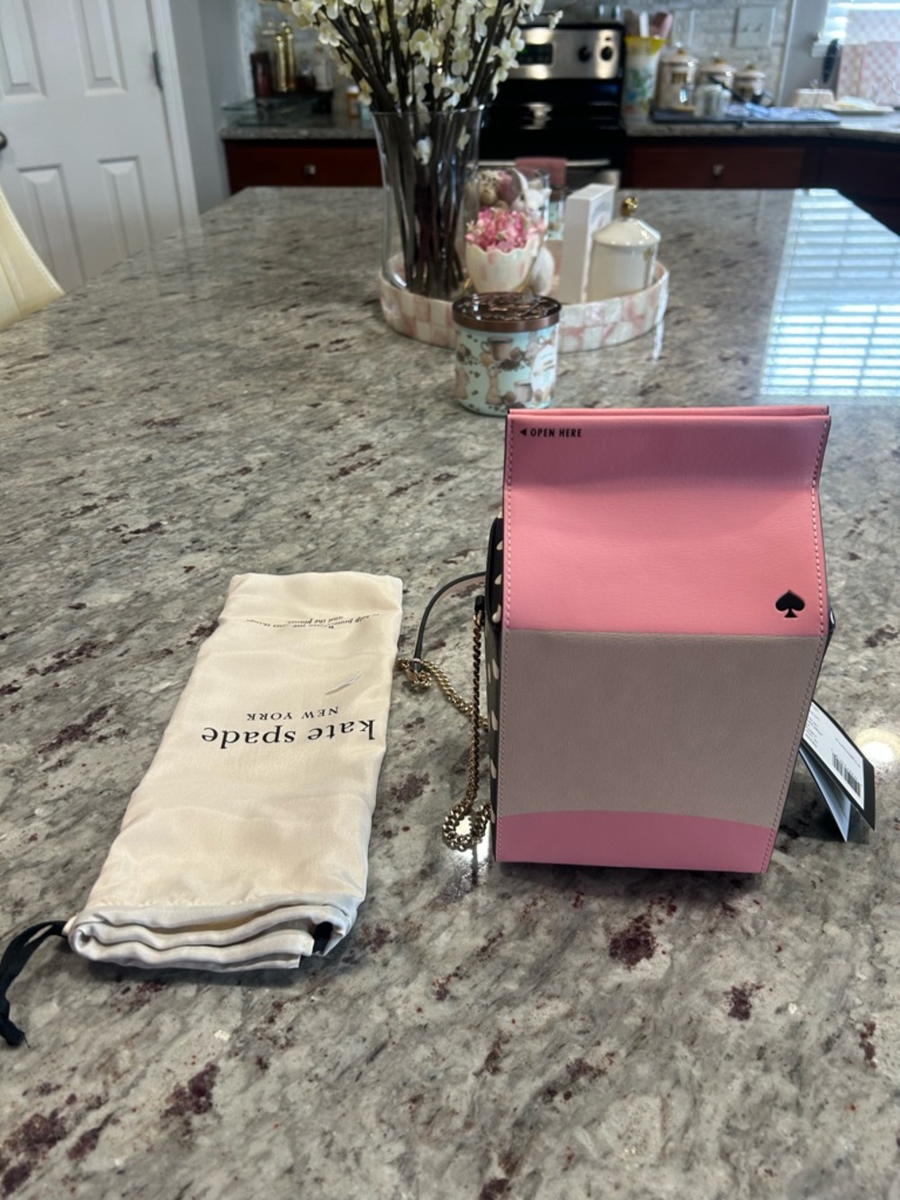 kate spade Strawberry Milk Box Crossbody Bag - Pink & Cream - Picture 4 of 5